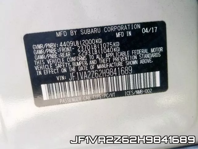 JF1VA2Z62H9841689 фото 2
