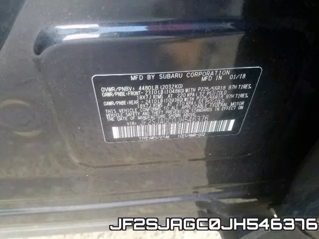 JF2SJAGC0JH546376 фото 2