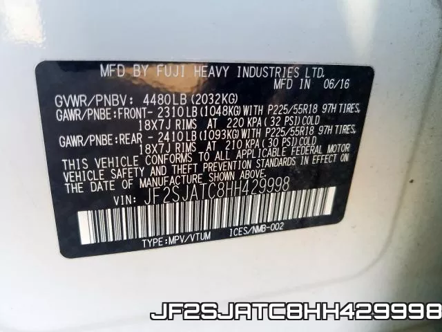 JF2SJATC8HH429998 фото 2