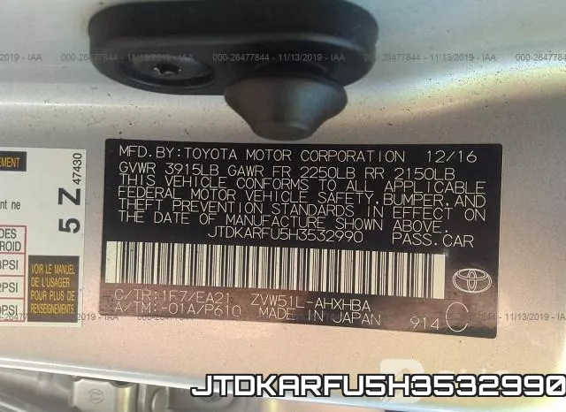 JTDKARFU5H3532990 фото 10