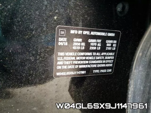 W04GL6SX9J1147961 фото 2