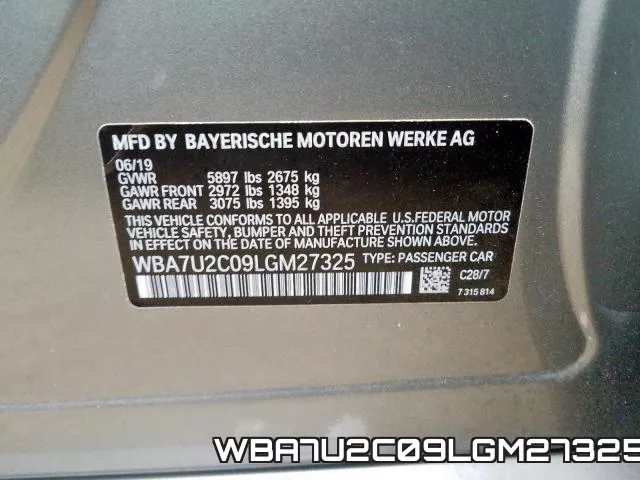 WBA7U2C09LGM27325 фото 2
