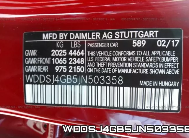 WDDSJ4GB5JN503358 фото 10