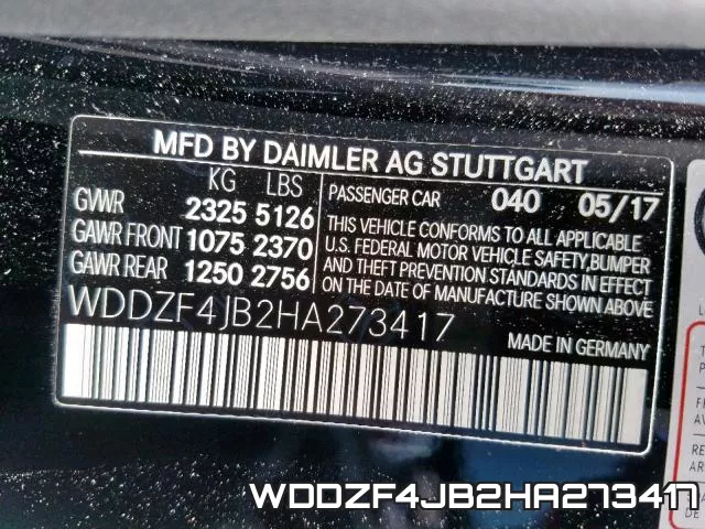 WDDZF4JB2HA273417 фото 2