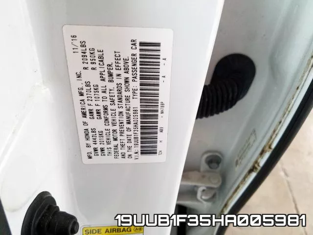 19UUB1F35HA005981 фото 2