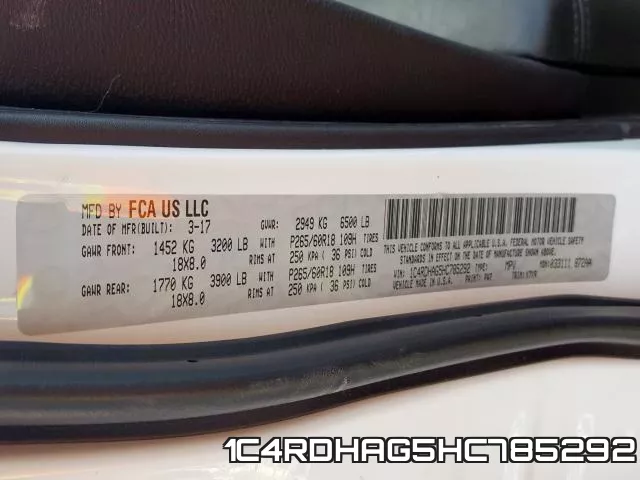 1C4RDHAG5HC785292 фото 2