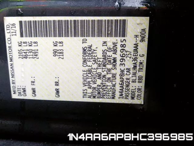 1N4AA6AP8HC396985 фото 2
