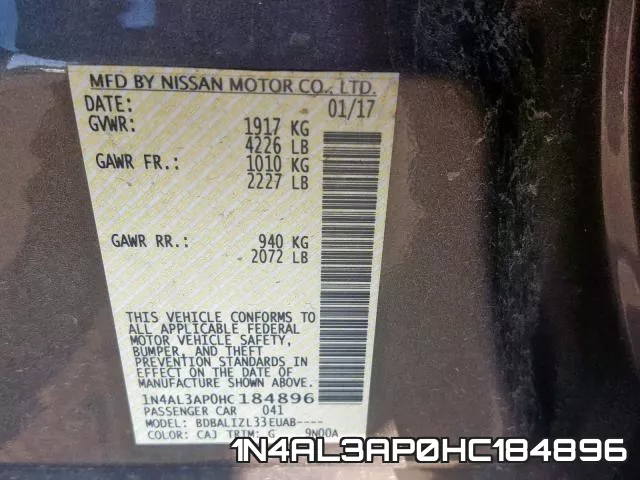 1N4AL3AP0HC184896 фото 2