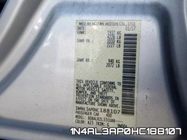 1N4AL3AP0HC188107 фото 2