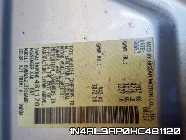 1N4AL3AP0HC481120 фото 2