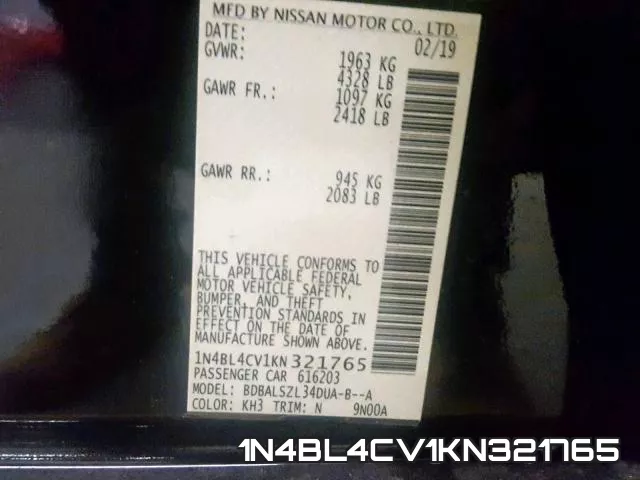 1N4BL4CV1KN321765 фото 2