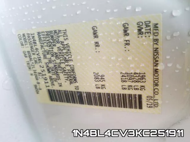 1N4BL4CV3KC251911 фото 2