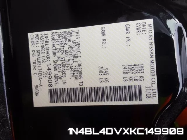 1N4BL4DVXKC149908 фото 2