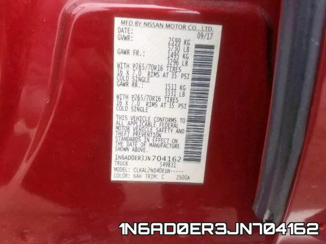 1N6AD0ER3JN704162 фото 2