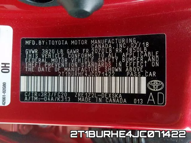 2T1BURHE4JC071422 фото 2
