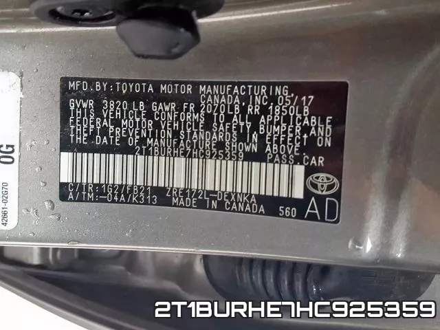 2T1BURHE7HC925359 фото 2