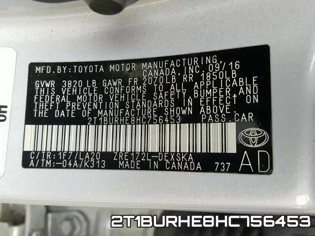2T1BURHE8HC756453 фото 2