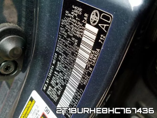 2T1BURHE8HC767436 фото 2
