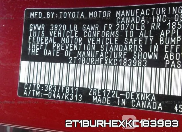 2T1BURHEXKC183983 фото 10