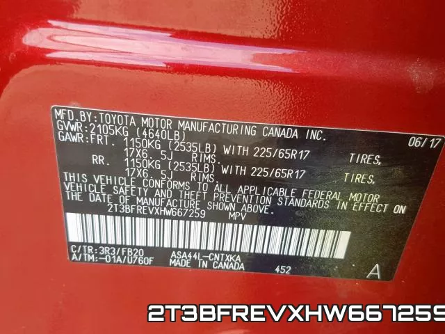 2T3BFREVXHW667259 фото 2