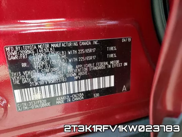 2T3K1RFV1KW023783 фото 2