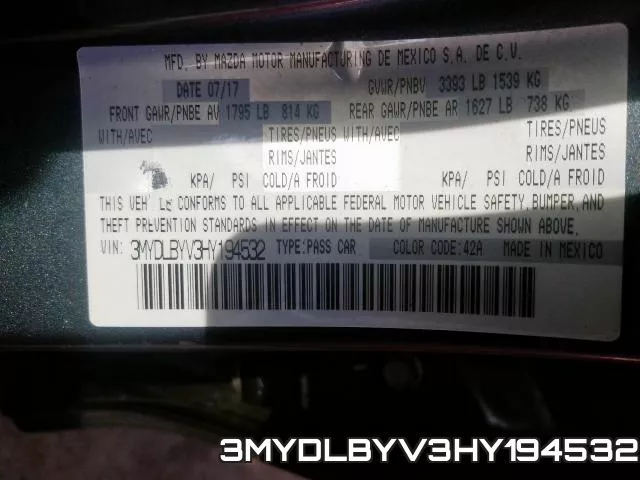 3MYDLBYV3HY194532 фото 2
