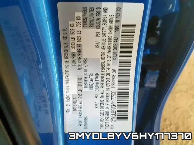 3MYDLBYV6HY177370 фото 2