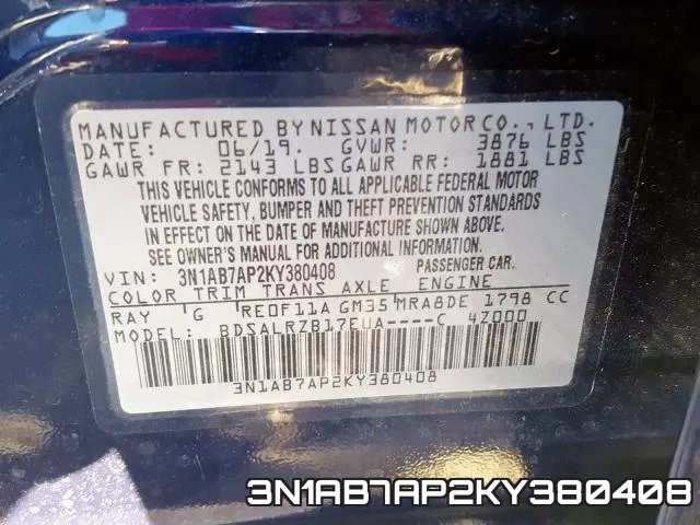 3N1AB7AP2KY380408 фото 2