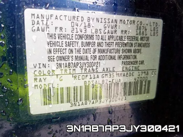 3N1AB7AP3JY300421 фото 2