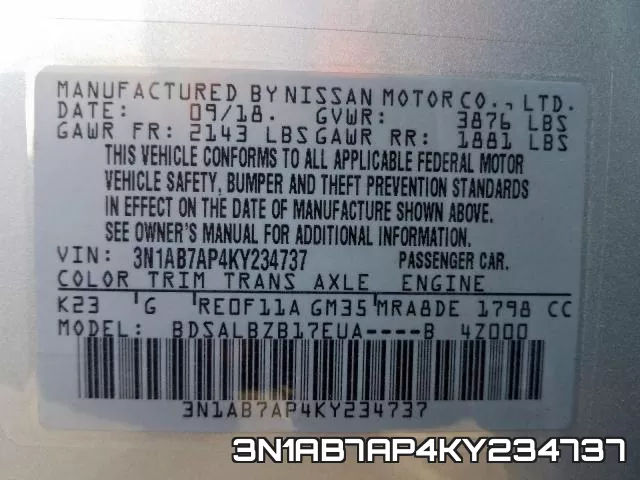 3N1AB7AP4KY234737 фото 2