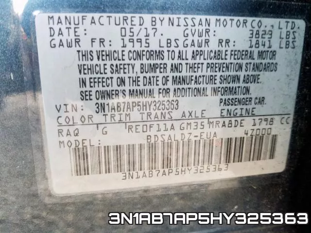 3N1AB7AP5HY325363 фото 2