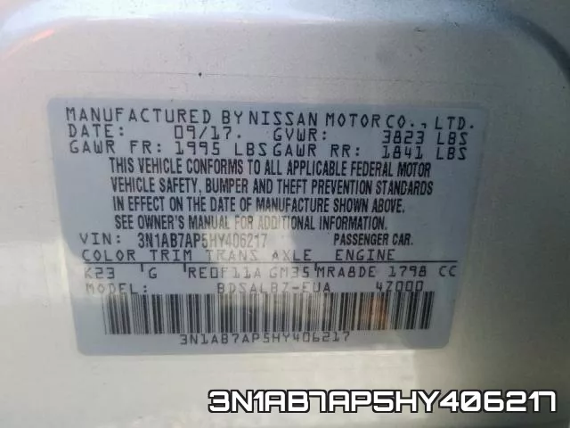3N1AB7AP5HY406217 фото 2