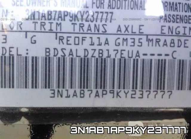 3N1AB7AP9KY237777 фото 10