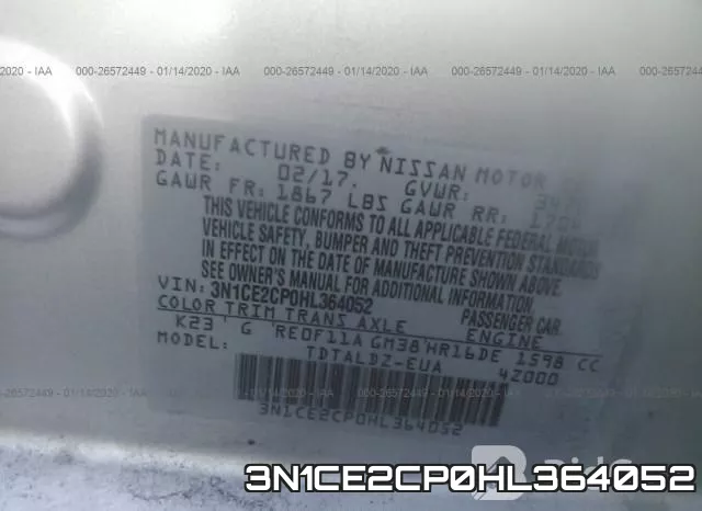 3N1CE2CP0HL364052 фото 10