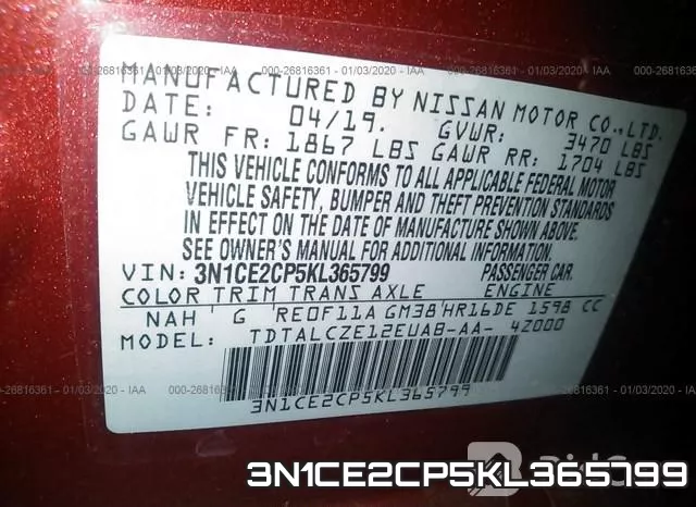 3N1CE2CP5KL365799 фото 10