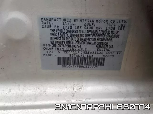 3N1CN7AP2HL830774 фото 2