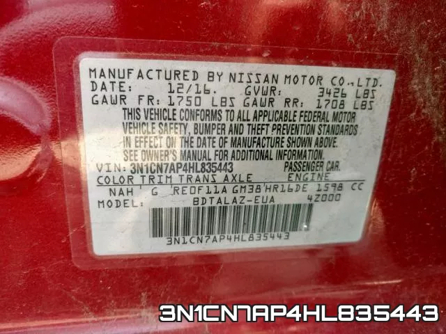 3N1CN7AP4HL835443 фото 2
