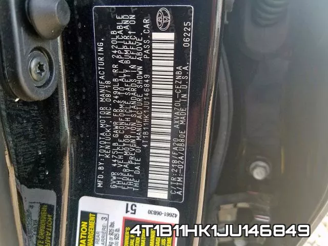 4T1B11HK1JU146849 фото 2