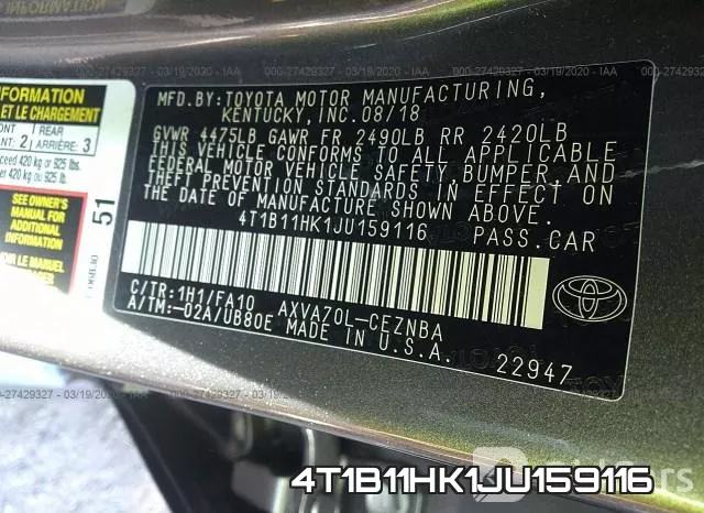 4T1B11HK1JU159116 фото 10