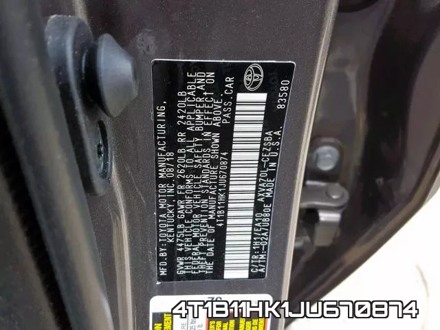 4T1B11HK1JU670874 фото 2