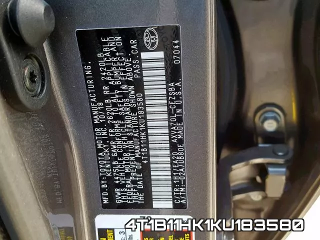4T1B11HK1KU183580 фото 2