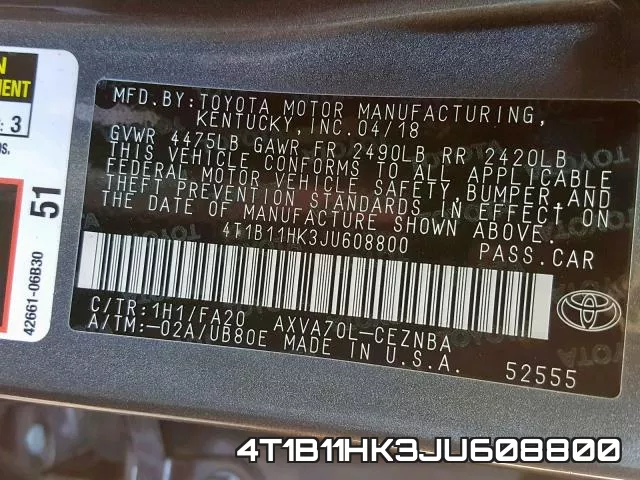 4T1B11HK3JU608800 фото 2
