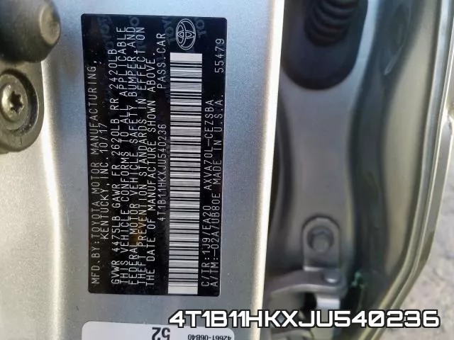 4T1B11HKXJU540236 фото 2