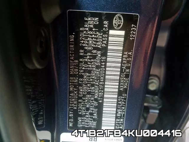 4T1B21FB4KU004416 фото 2