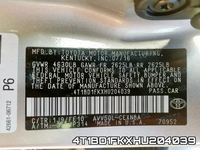 4T1BD1FKXHU204039 фото 2