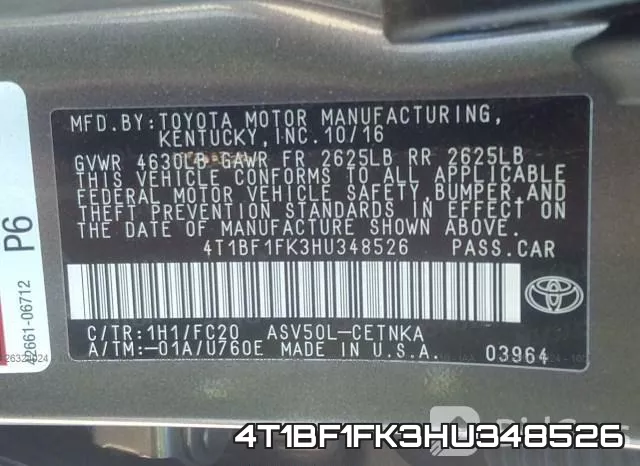 4T1BF1FK3HU348526 фото 9