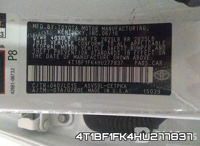 4T1BF1FK4HU277837 фото 10