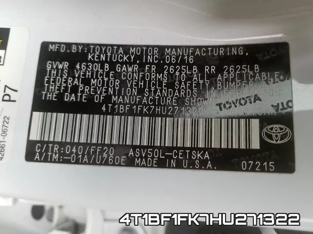 4T1BF1FK7HU271322 фото 2