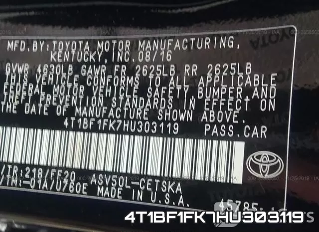 4T1BF1FK7HU303119 фото 10