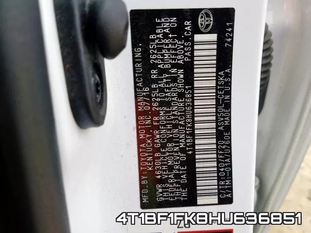4T1BF1FK8HU636851 фото 2